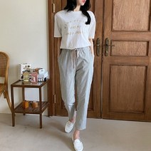 코지 센스 잔줄 큰줄 2종류 허리밴딩 일자 면바지