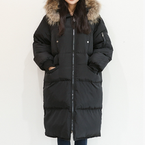 W20926 남녀공용 학생 리얼 라쿤퍼 오리털 롱패딩