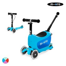 마이크로킥보드_미니 투고 디럭스 LED + 푸쉬바 세트 /돌선물 /2in1 /붕붕카, 민트+푸쉬바