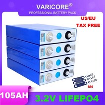인산철시동배터리 스파크 딥싸이클 배터리 Lifepo4 충전식 리튬 인산철 12V 골프 카트 오프로드 오프 그리드 태양풍 면세품 3.2V 105Ah 4 개, [01] 4x lifepo4 105Ah