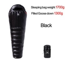 극동계 온열 발열 혹한기 가성비 구스 침낭업그레이드 된 고급 화이트 구스다운 캠핑 침낭 발수 처리 따, 04 Black weight 1700g