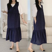 [여시몰5885국내제작]프릴 단추 민소매 롱원피스/가을 봄 여성 뷔스디에 간절기 루즈핏 오피스 나시 블라우스 티셔츠 코디