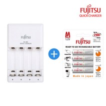 후지쯔 2000mAh AA 충전지 4알+ 초급속 충전기 2시간충전