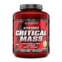 Myogenix AfterShock Critical Mass 무제한 | 맛있는 제로 락토스 증가 단백 동화 유청 단백질 대량 생성 왁시마이즈 탄수화물 단백질과 탄수화물의 최적 비율, Banana Milkshake
