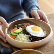 아카시아 우드 다용도 원형볼 원목 감성 식기 4size, 2호