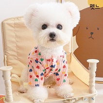 펫느 강아지옷 고양이옷 하트 뽀숑 티셔츠, 아이보리