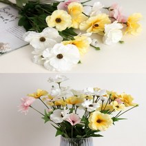생화같은 테이블 장식 버터플라이 꽃 조화 2color 식탁 책상 인조 꽃다발 소품 인테리어, 화이트