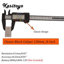 불규칙 형틀 게이지 디지털 캘리퍼 탄소 섬유 회전 속도계 대형 스크린 전자 디스플레이 플라스틱 버니어 교정기 목수 측정 도구 150mm, 2.Classic Black