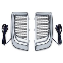 Kuryakyn 5064 오토바이 조명 액세서리: Tracer LED 주행등/방향지시등 페어링 하부 그릴 2014-20 할리 데이비슨 모터사이클용 새틴 블랙 1쌍, Chrome