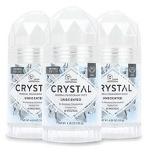 [3개] CRYSTAL 미네랄 데오도란트 스틱 무향 바디 데오도란트 24시간 냄새 방지 얼룩 및 끈적임 없음 염화알루미늄 및 파라벤 프리 120g 4.25 oz