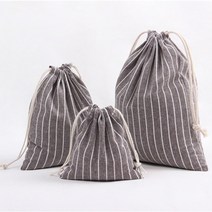 신스토어 스트라이프 패턴 린넨 복조리 조리개 파우치