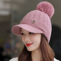 1+1 골프 겨울 니트 털 캡 모자 여성 테니스 방한 귀도리 스포츠 스키장 여자, 레더 핑크