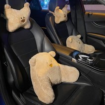 자동차목베개 차량용 목 쿠션 받침 bmw 벤츠 메모리폼 헤드레스트 머리 요추 지원 만화, 허그 베어 헤드레스트(2) + 허그 베어 허리 레