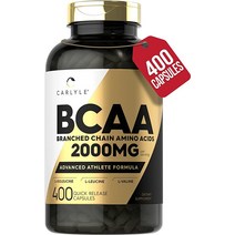 Carlyle BCAA 아미노산 캡슐 | 2000mg 400 GMO 프리 글루텐 분지 사슬 보충제 미국직송