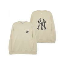 MLB 엠엘비 클래식 모노그램 백빅로고 오버핏 맨투맨 NY (L.Beige)