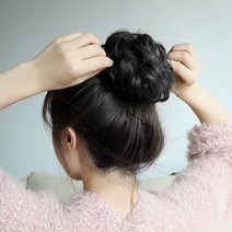 C컬 풍성 볼륨 밴드 타입 올림 머리 가발 하이번 로우번 업번 똥머리 당고 셀프 웨딩 촬영 단정 회사 여성 부분 웨이브 블랙 다크 브라운 초코 밀크 체리 오렌지 색상선택 8피스입, 1개, 블랙 8피스입