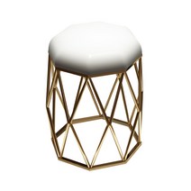 파우더룸의자 골드철제 북유럽스타일 화장대의자, 황금 새둥지 스툴-화이트