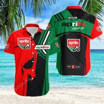 여름 아프릴리아 남성 하와이안 해변 셔츠 캐주얼 티셔츠 힙합 패션 반팔