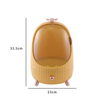 포토나라 화장품 정리함 버킷 디자인 수납함 대형 정리함LED 조명, 라지 서랍식, 옐로우