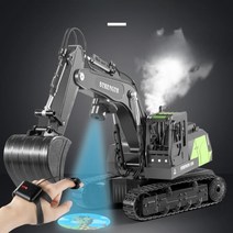 RC카 포크레인 고급 무선조종 전기실린더 중장비RC카 어른 장난감 후이나 굴삭기 모형, 02.블랙 굴삭기(12채널 원격), 01.1 리튬 배터리