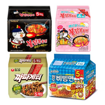 농심 삼양 팔도 봉지라면 4종 (불닭볶음 5입 + 까르보불닭 4입 + 짜파게티 5입 + 팔도비빔면 5입), 1세트