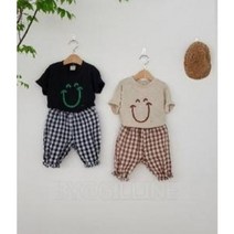 레몬트리 더파파야 세트 베베 아기 여름 상하의 체크