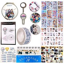 Fatyi Seventeen Gift Set for Lomo Card Sticker 3D Sticker Mirror Sticky note Keychain Badge P, 1, Banner and Phone Stand, Pen,