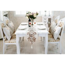 앤티스 고품격 왕실 테이블 러너, 화이트, 32 x 210 cm