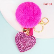 가방수선 플러시 라인석 폼폼 하트 러브 볼 키 체인 펜던트 장식 1 개 숙녀 가방끈수선 액세서리 룸 행잉, 07 A7