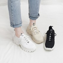 커먼 라벨 니트 스판 통굽 키높이 스니커즈 4cm