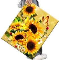 FASEN 액자 보석십자수 캔버스형 DIY 키트 40 x 50 cm, 1세트, FAN11.해바라기와 나비
