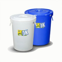 플라스틱통 말통 대형 물통 쓰레기통 드럼통, 50L 블루+덮개