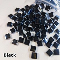 취미 공예 재료 모자이크 100pcs(100g/3.52oz) 반짝이는 유약 유리 타일 4mm/0.16in 두께 1cm/0.39in 정사각형 만들기, 100pcs-100g-3.52oz, Black2