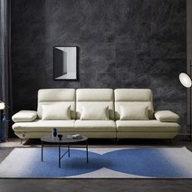 플랫b 4인 콤팩트 스윙 전체 통가죽 소파, 색상:브라운