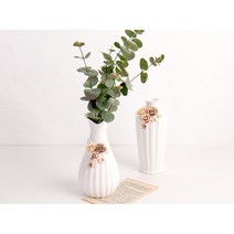 작은 입구 좁은화병 화이트 도자기 꽃송이 홈데코화병 인테리어화병, B