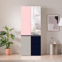 아씨방가구 두다 수납 거울옷장 80cm 선반형, 그레이그레이