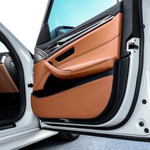 (오토클럽) BMW 5시리즈 G30 가죽 도어커버 스크래치 방지 킥 패드 가드 보호 용품, 새들브라운