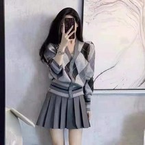 니트가디건세트 클래식 눈길을 끄는 인싸템 작은 키커 보이는 코디 그레이 짧은 치마 룩 4437949888