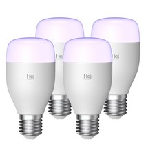 헤이홈 IoT 스마트LED 전구 밝기 색상 조절 조명 볼전구 E26, 1600만 컬러, LB032-RGBW, 4개