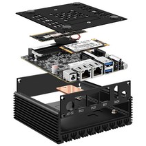 P미니 PC 6W 저전력 인텔 N3050N360 쿼드 코어 스레드 X86 소프트 라우터 2*000M Lan 포트 HD-MI 출력 금속, 04 DDR 8GB SSD 512GB_02 UK, 02 N3160