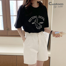 커스텀에이블 모던 오리 자수 반팔 티셔츠 C2304TS058B