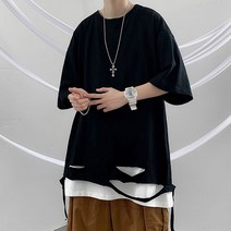 [당일출고] 넬커트 레이어드 오버핏 반팔세트 남녀공용