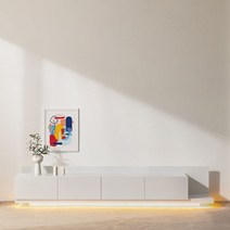 하모벨 익스텐션 LED거실장 확장형 TV다이 티비거치대, 화이트(화이트+화이트)