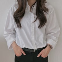 여성 데일리 스탠다드핏 베이직 매니드 코튼 긴팔 셔츠 사계절