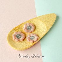 [5개 1세트] 18mm 빈티지 플라워 꽃자수 아플리케 의류패치 와펜 머리핀만들기 5컬러, 05. 핑크 5개