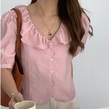 [천삼백케이] [겟잇미] 러블리 프릴 브이넥 벌룬 블라우스