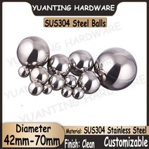 견인볼 견인장치 히치 트레일러 SUS304 스테인레스 스틸 볼 직경 42mm-70mm 고정밀 솔리드 대형 팜 운동, 06 55mm (2Pcs)