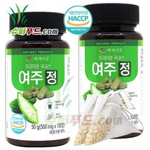 HACCP 여주 정 천연 인슐린 p-인슐린 장수식품 여주정 + 슈퍼푸드.com 연자육 티백, 2세트, [ (100정 x 500mg) + 1g ]