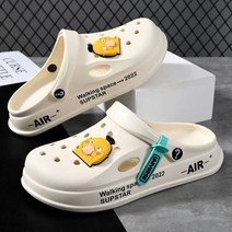 빅 사이즈 Croc 신발 커플 샌들 최신 여름 슈퍼 두꺼운 EVA 슬리퍼 baogou 쿨, duck white+40-41