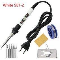 납땜 인두 80W Adjustable Temperature Soldering Iron Set 220V/110V LCD Tool Ceramic Heater Tip Rework, [02] 110V US Plug, [06] White SET-2, 06 White SET-2_02 110V US Plug